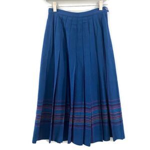 VTG Pendleton Wool Pleated Midi Skirt - Blue With Plaid Bottom 4P